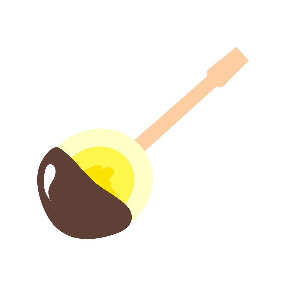 Banana slice in dark chocolate. Vector stock illustration.