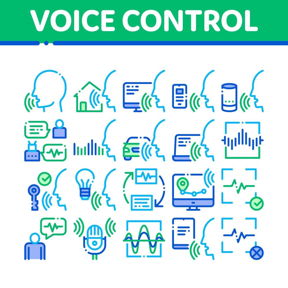 conjunto de iconos de elementos de colección de control de voz vector