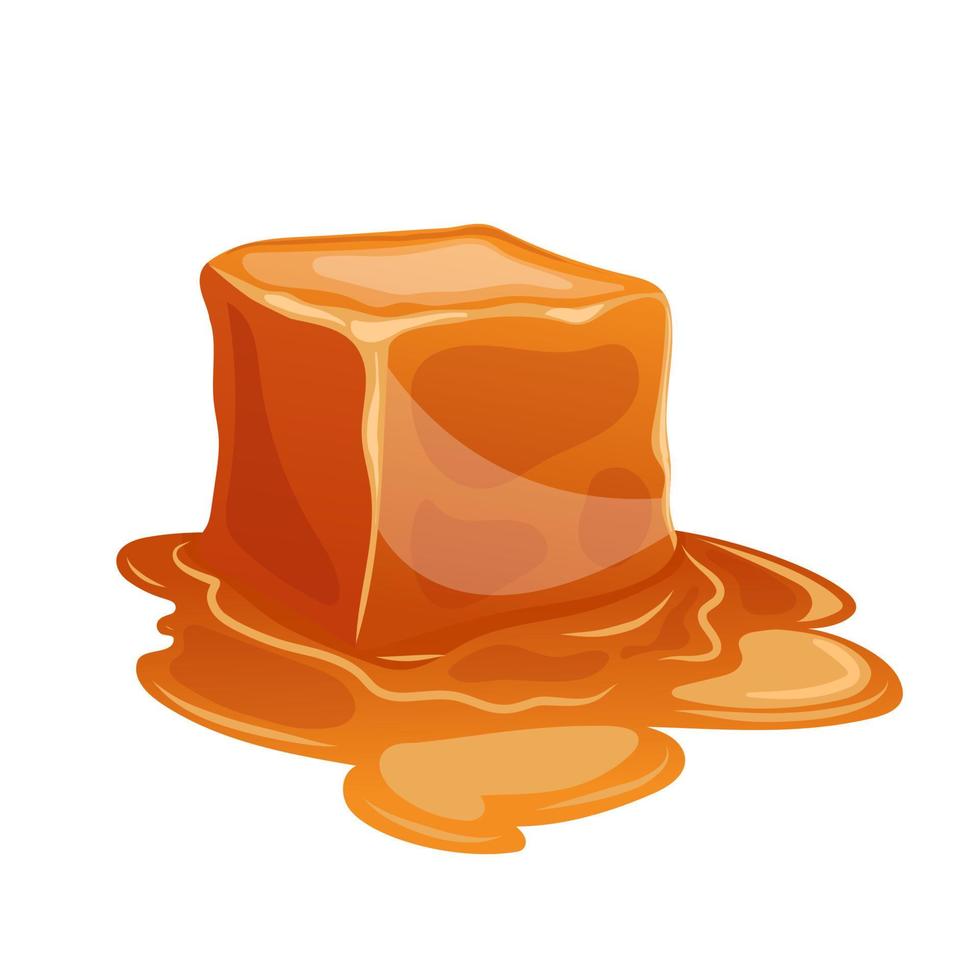cube melted caramel cartoon vector illustration