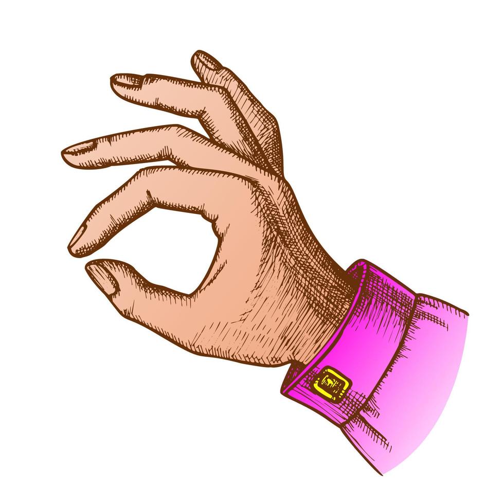 color chica mano gesto bien ok aprobación signo tinta vector