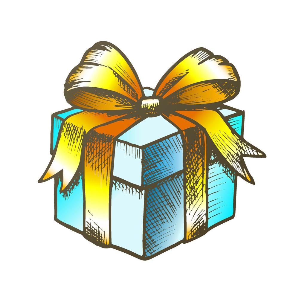 caja de regalo cerrada y decorada arco color vector