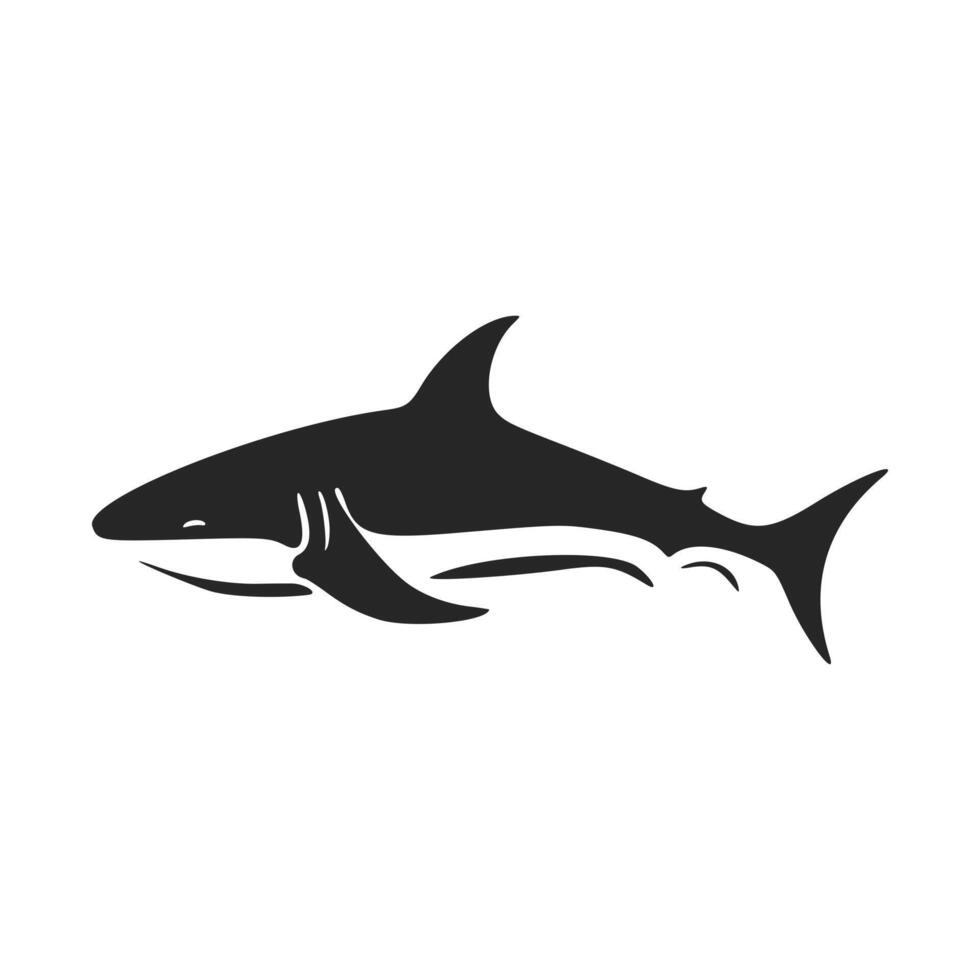 Monochrome vector logo depicting a strong shark.