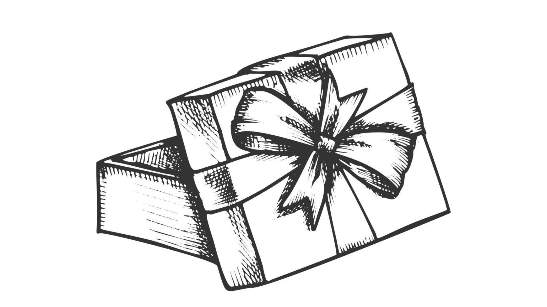 caja de regalo abierta y vector retro de cinta decorada