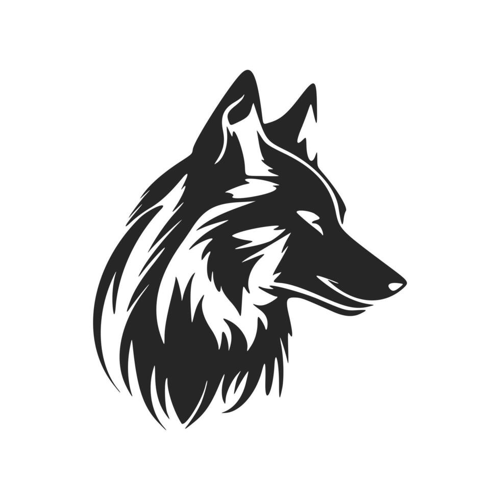 logotipo de vector de lobo blanco y negro limpio y moderno.