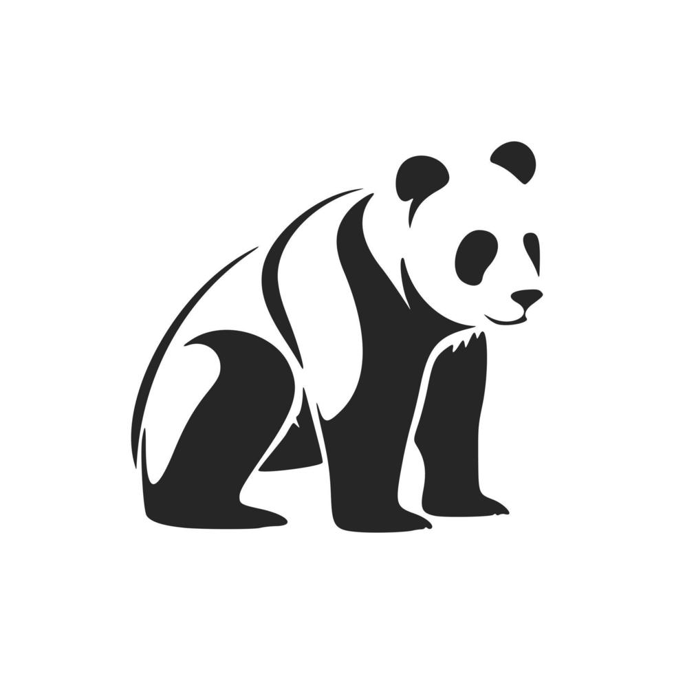 Minimalistic black and white panda vector logo.