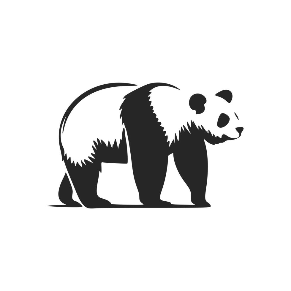 High contrast black and white panda logo vector illustration.