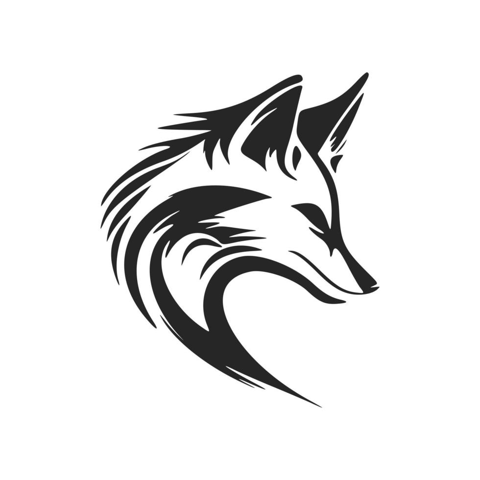 Minimalistic black and white vector logo for a technology company featuring a fox head.