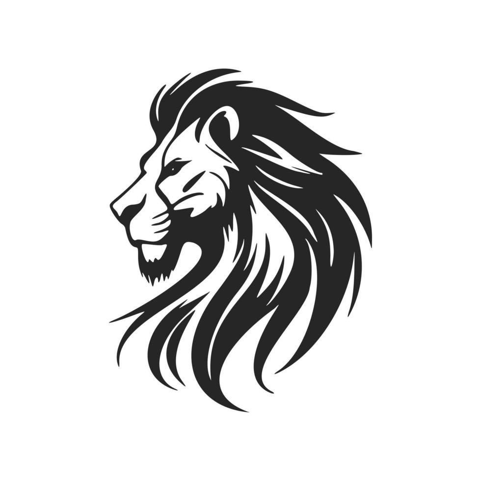 Stylish black and white lion head vector logo design.