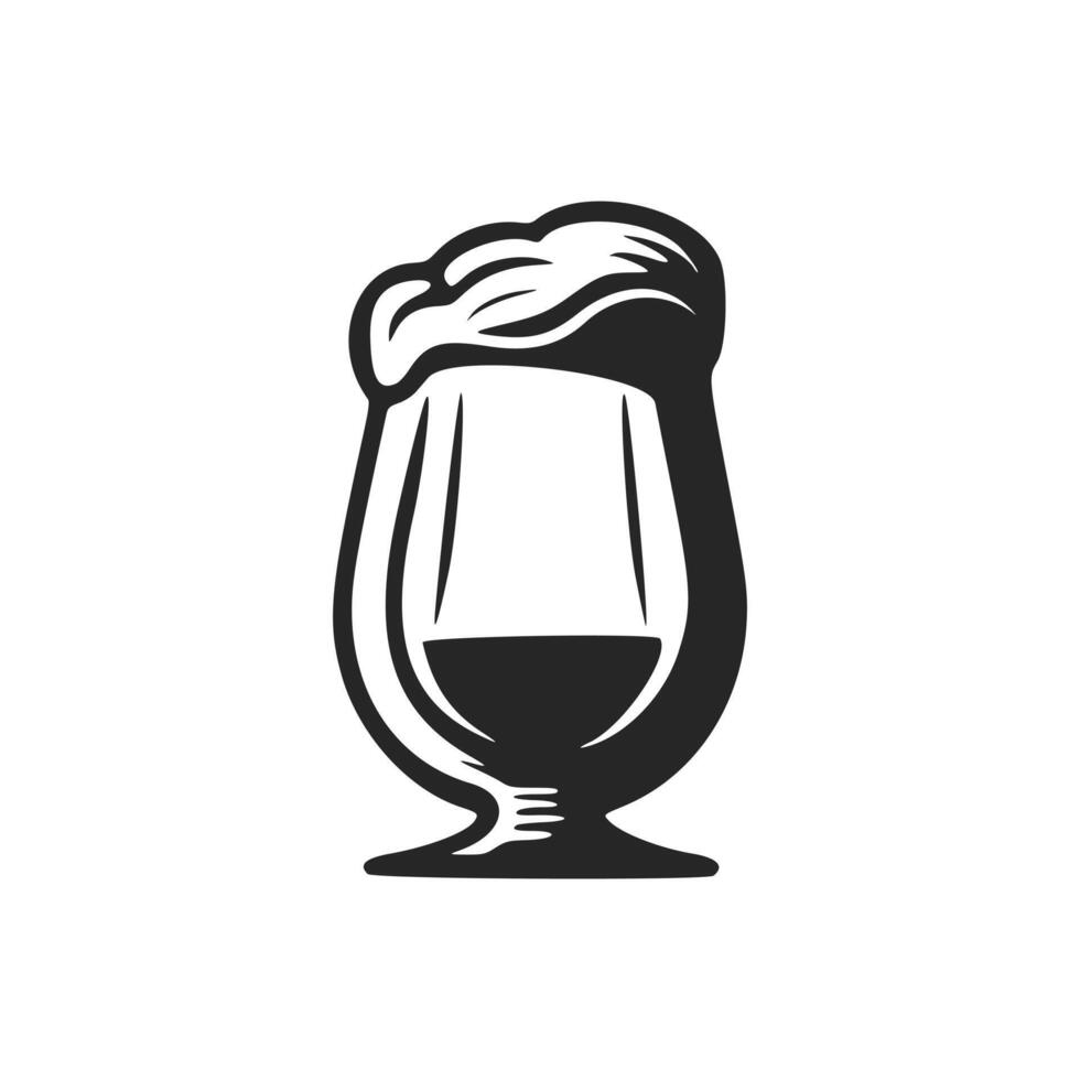 Stylish black and white vector logo design featuring a glass of beer.