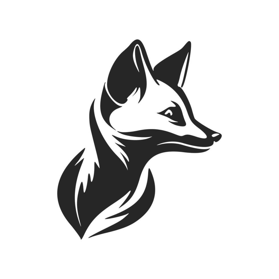 Simple and elegant black and white fox vector logo.