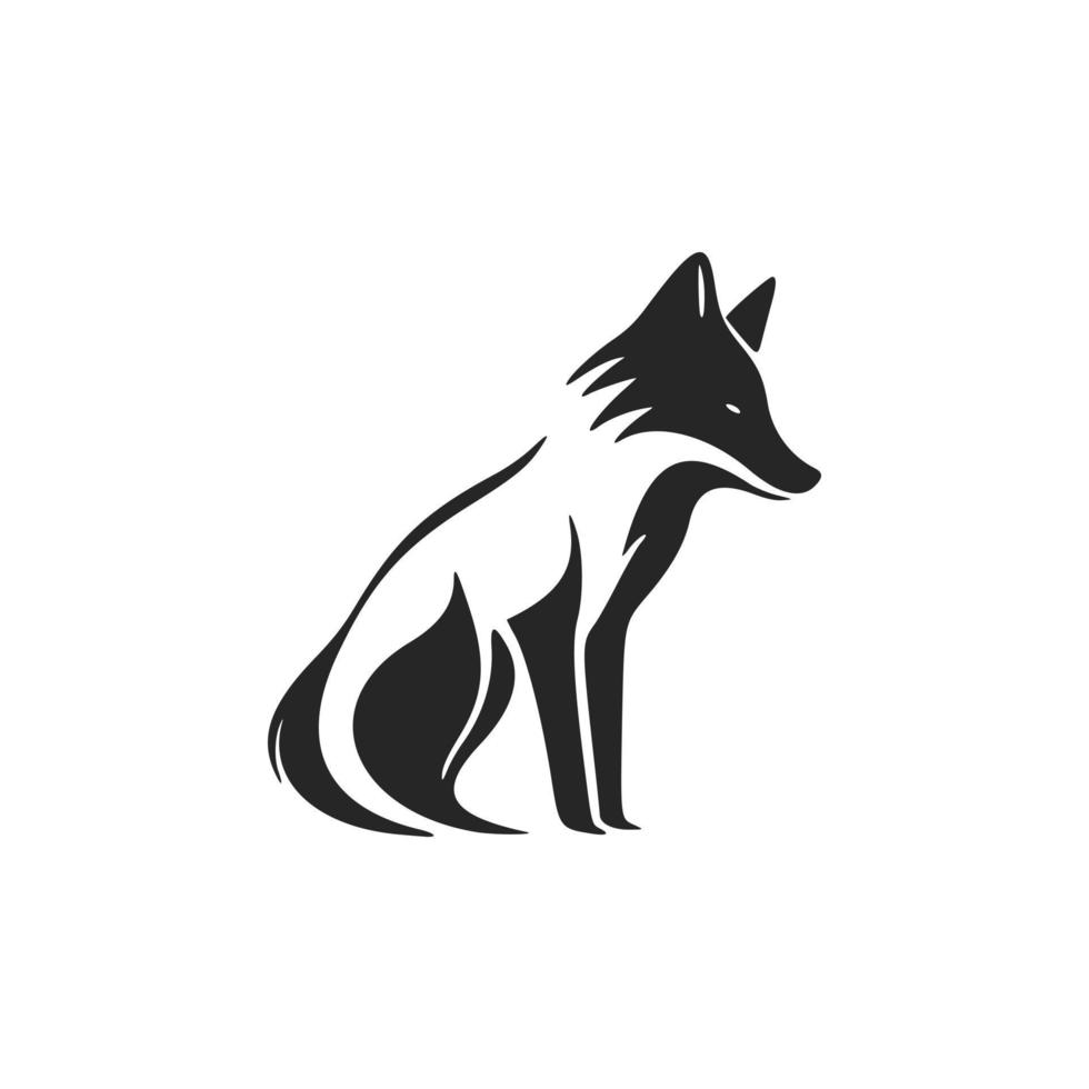 Stylish black and white fox vector logo design.