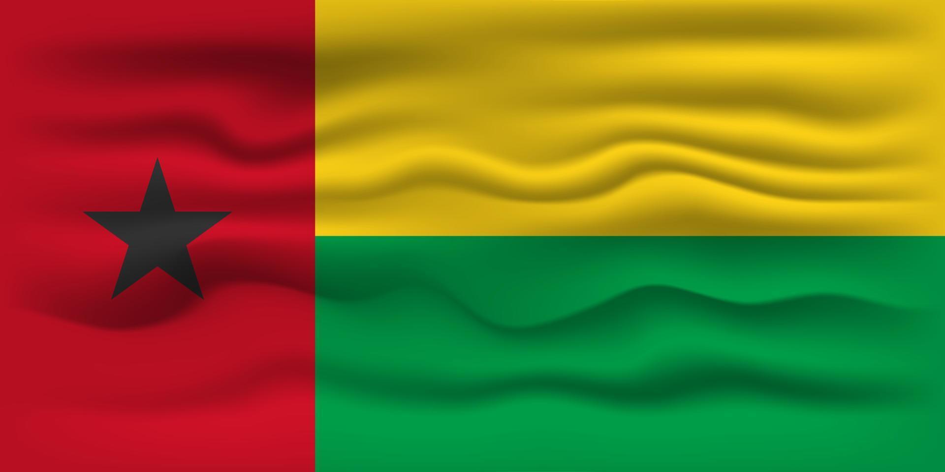 Waving flag of the country Guinea Bissau. Vector illustration.