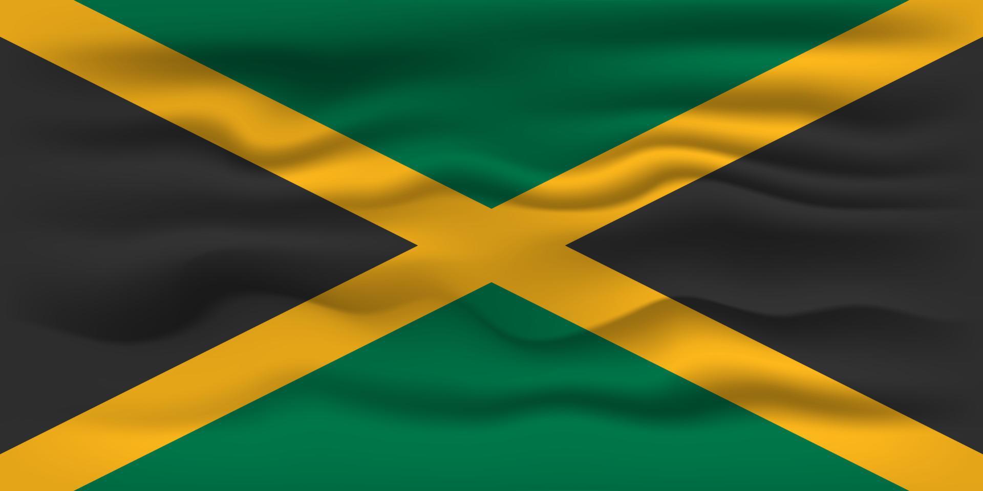 Waving flag of the country Jamaica. Vector illustration.