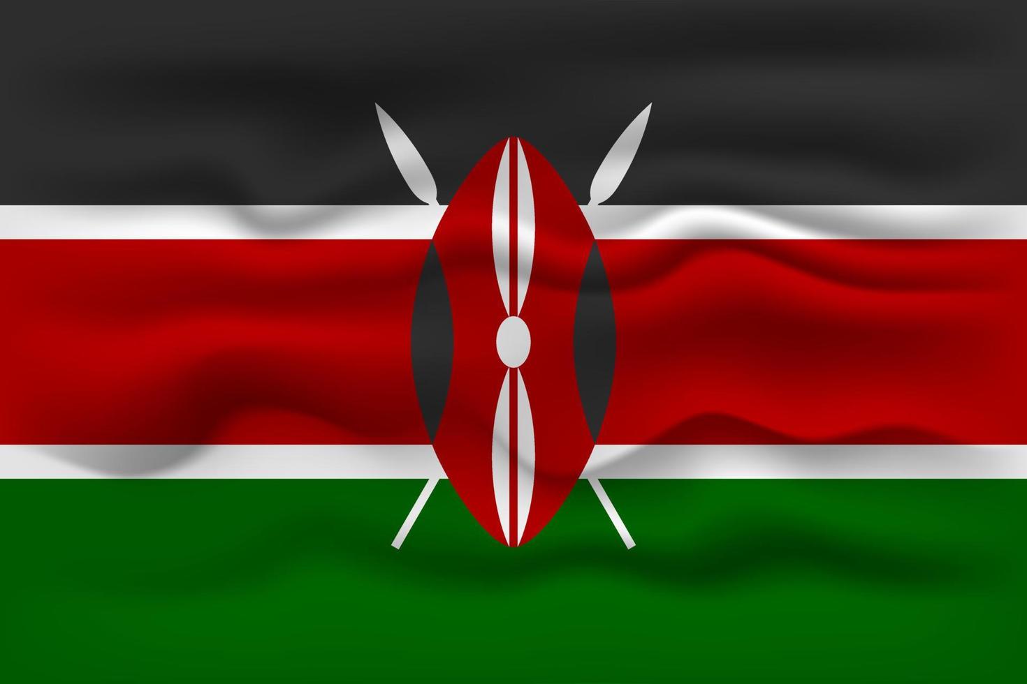 Waving flag of the country Kenya. Vector illustration.