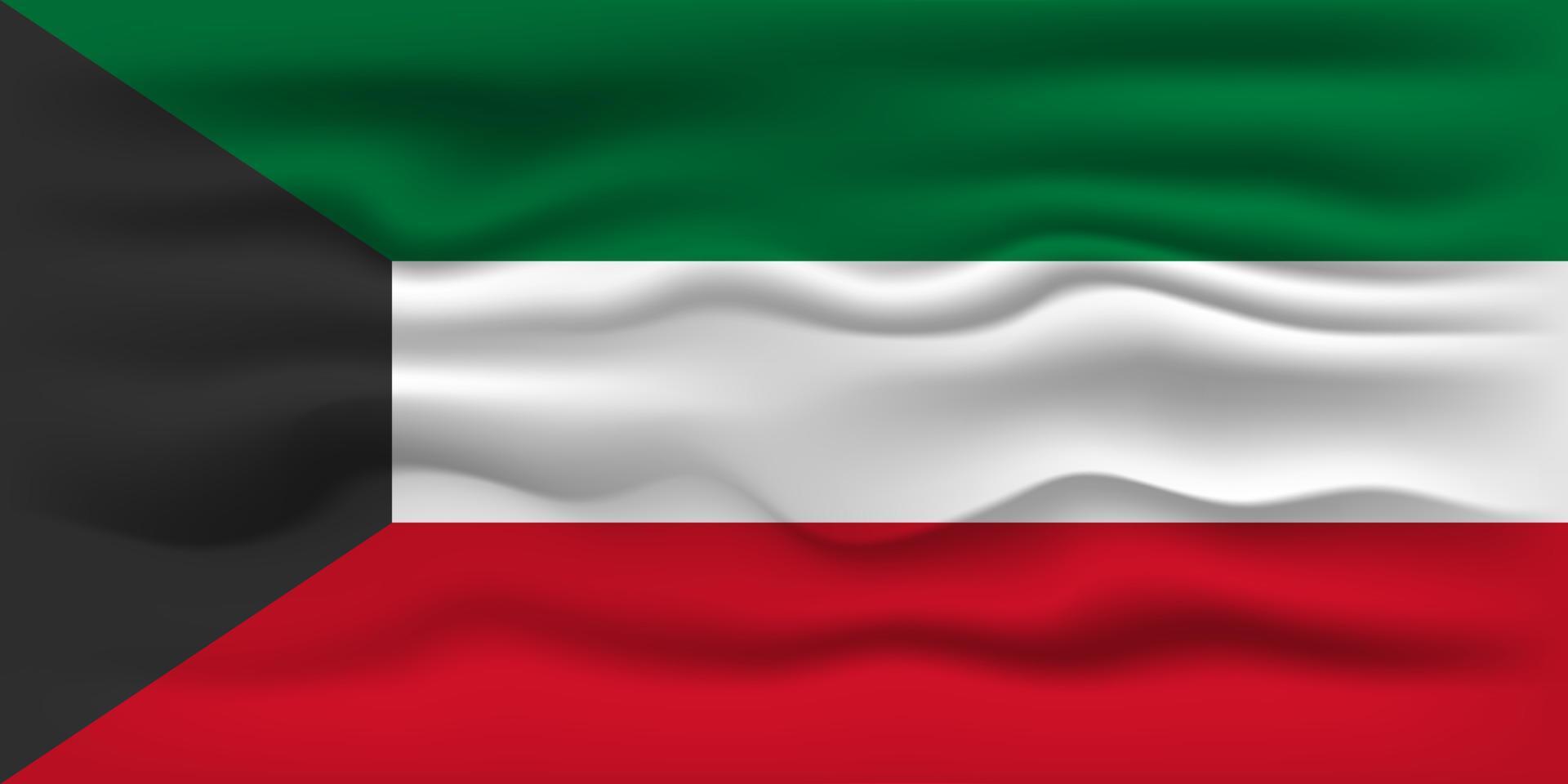 Waving flag of the country Kuwait. Vector illustration.