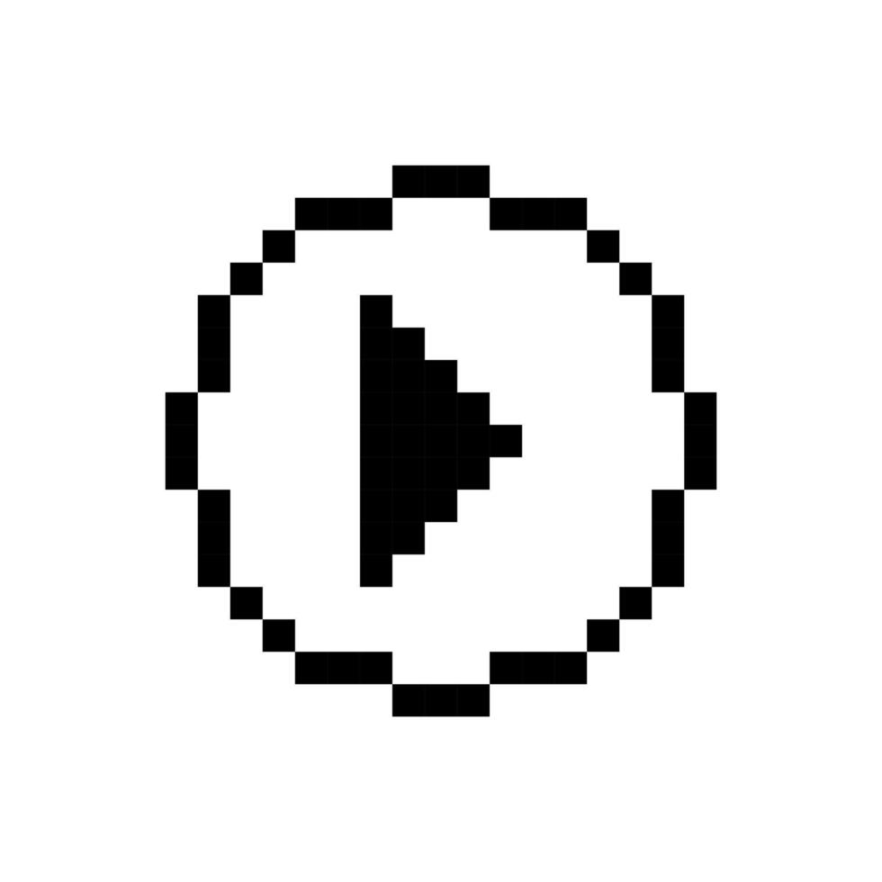Black play Icon, pixel art design. vector