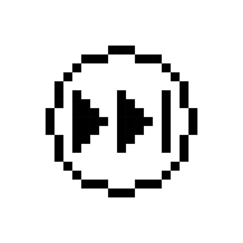 Black rewind button, pixel art design. vector