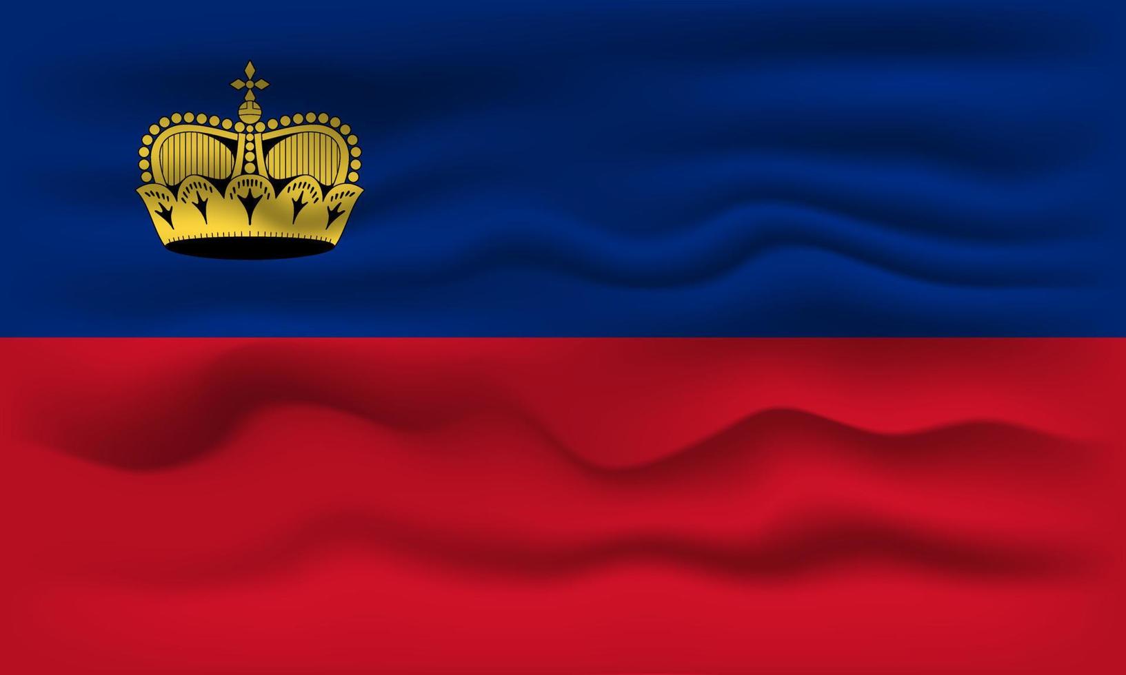 Waving flag of the country Liechtenstein. Vector illustration.