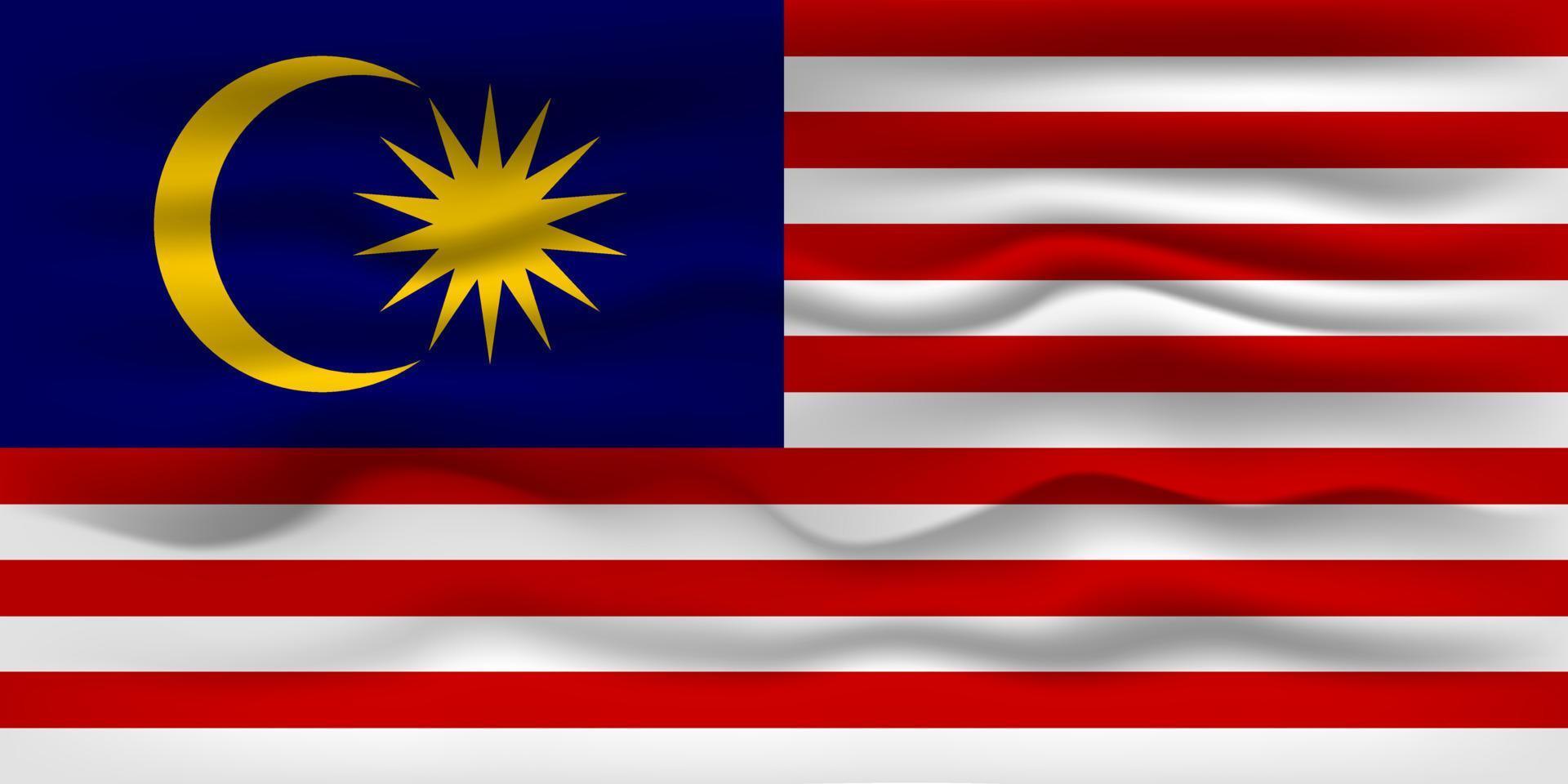 Waving flag of the country Malaysia. Vector illustration.