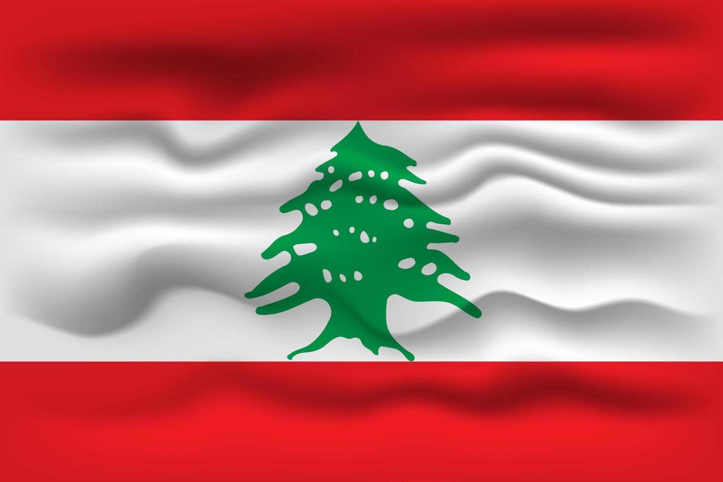 Waving flag of the country Lebanon. Vector illustration.