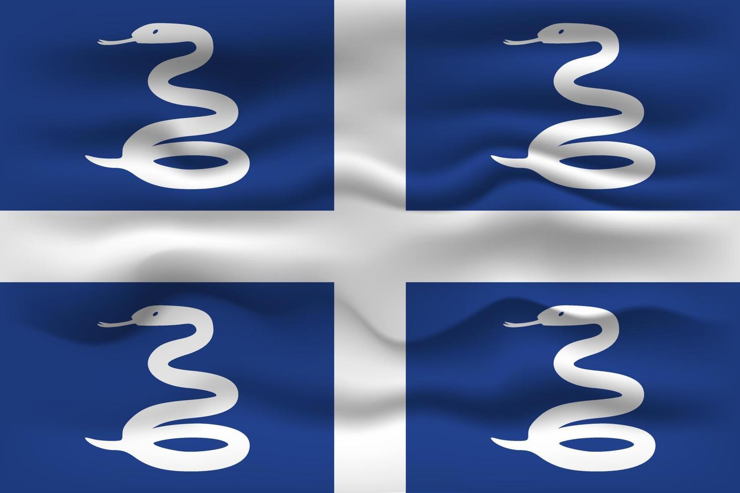 Waving flag of the country Martinique. Vector illustration.