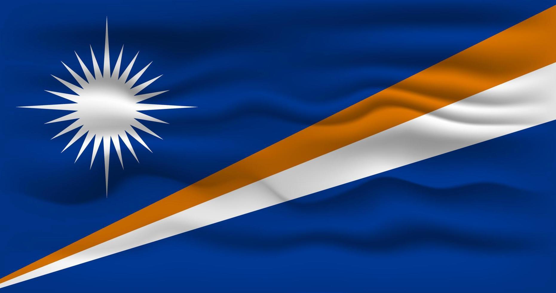 Waving flag of the country Marshall Islands. Vector illustration.