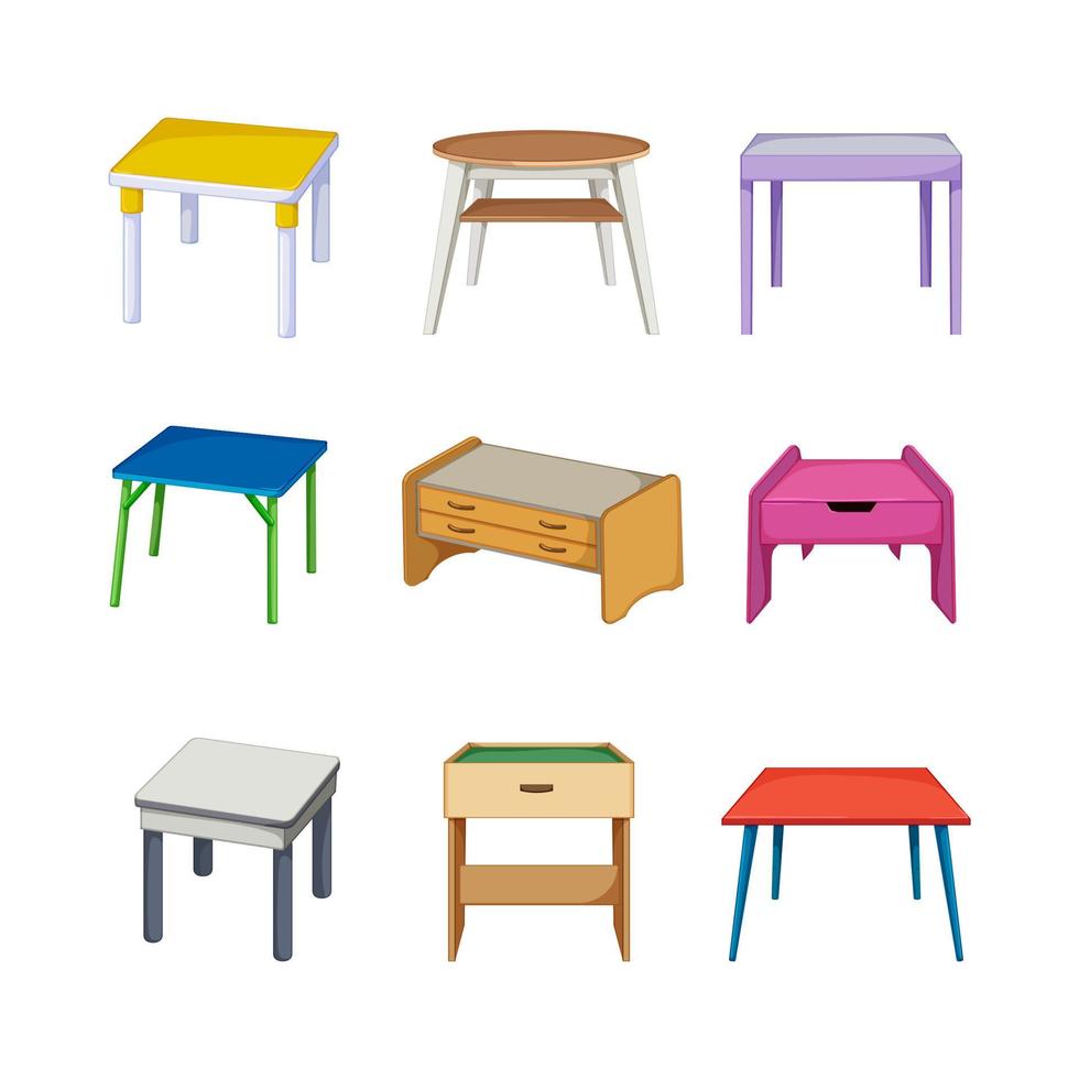kid table set cartoon vector illustration