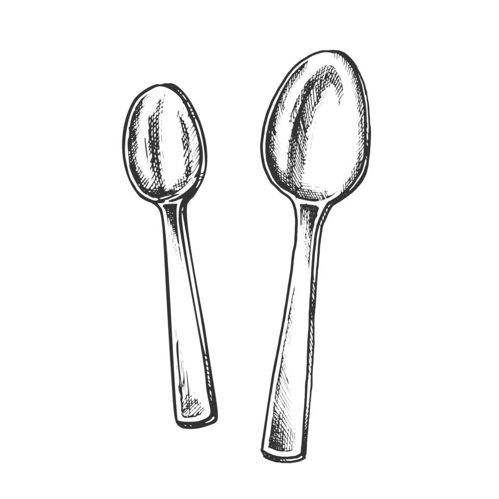 cucharas metálicas utensilios de cocina monocromo vector