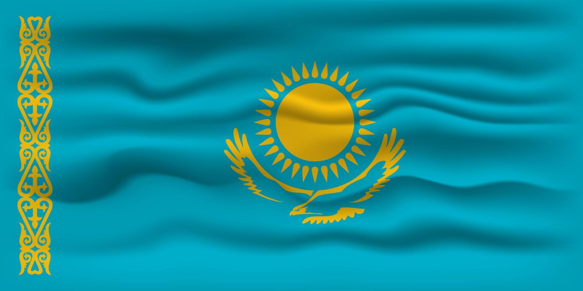 Waving flag of the country Kazakhstan. Vector illustration.