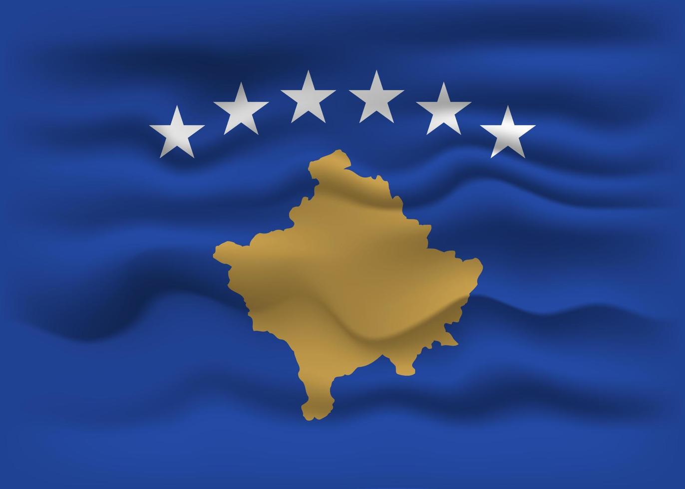 Waving flag of the country Kosovo. Vector illustration.