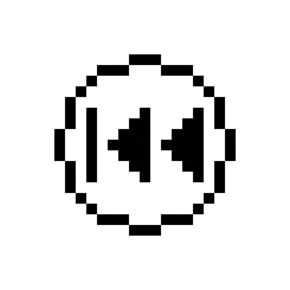 Black rewind button, pixel art design. vector