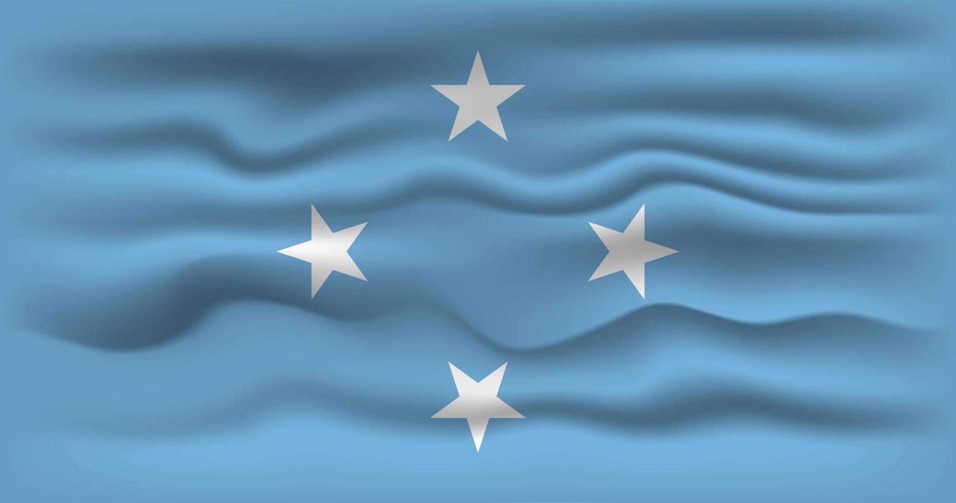 Waving flag of the country Micronesia. Vector illustration.