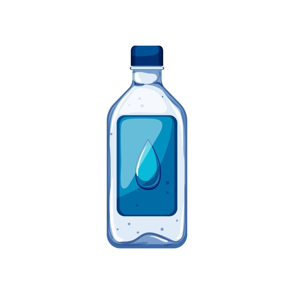 Ilustración de vector de dibujos animados de botella de agua mineral de vidrio