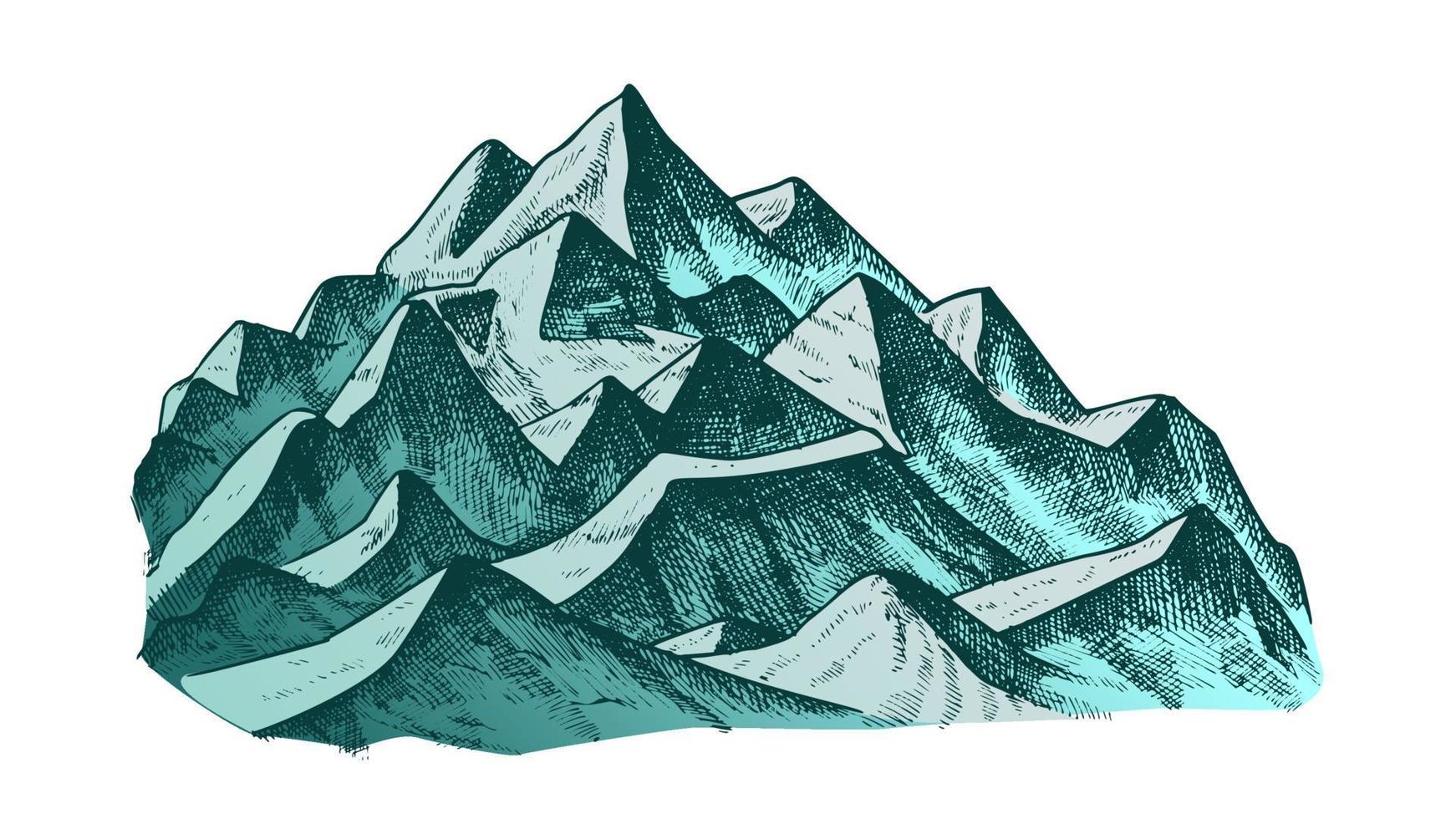 Summit Of Mountain Landscape Ink Color Vector