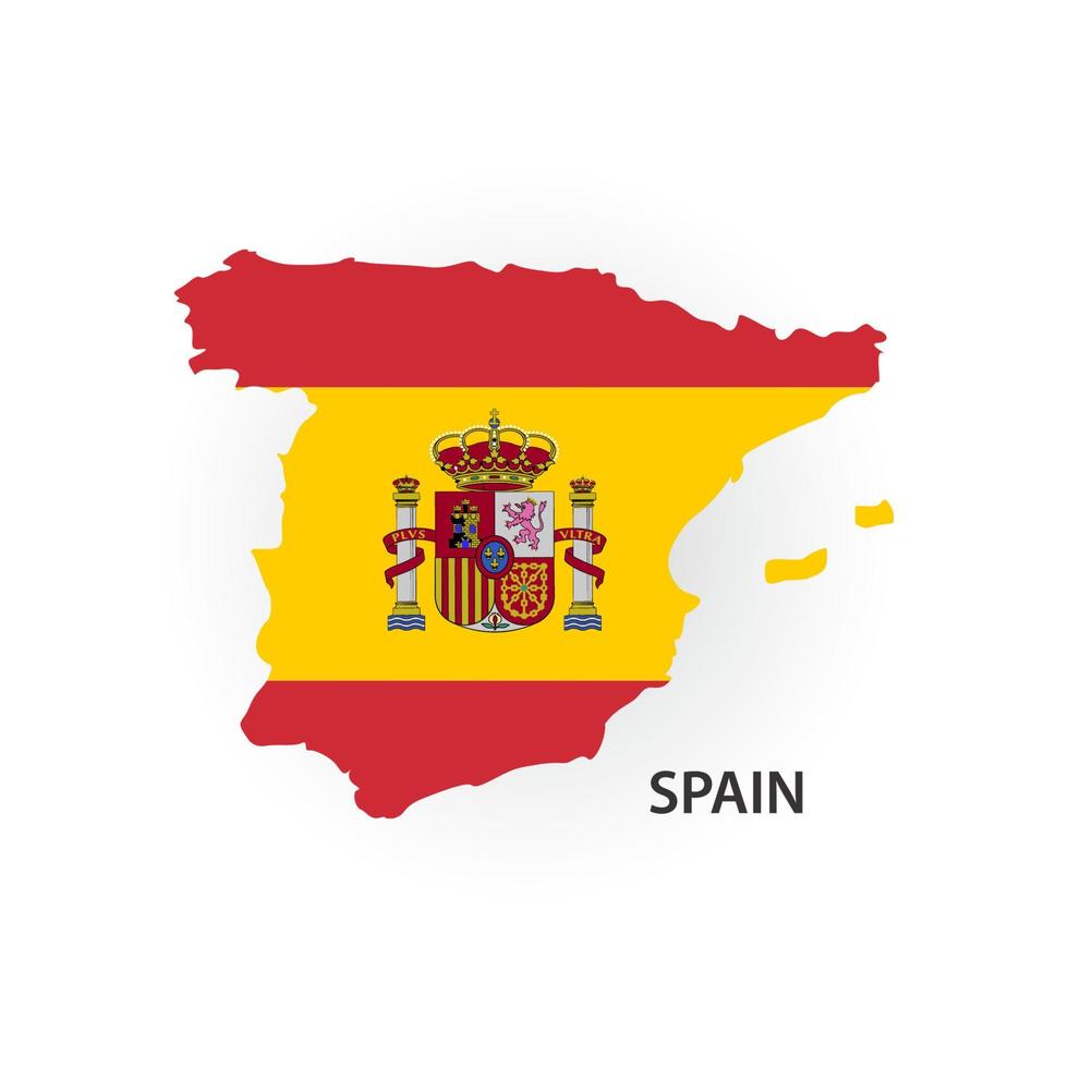 Spain map, Spain flag, vector illustration