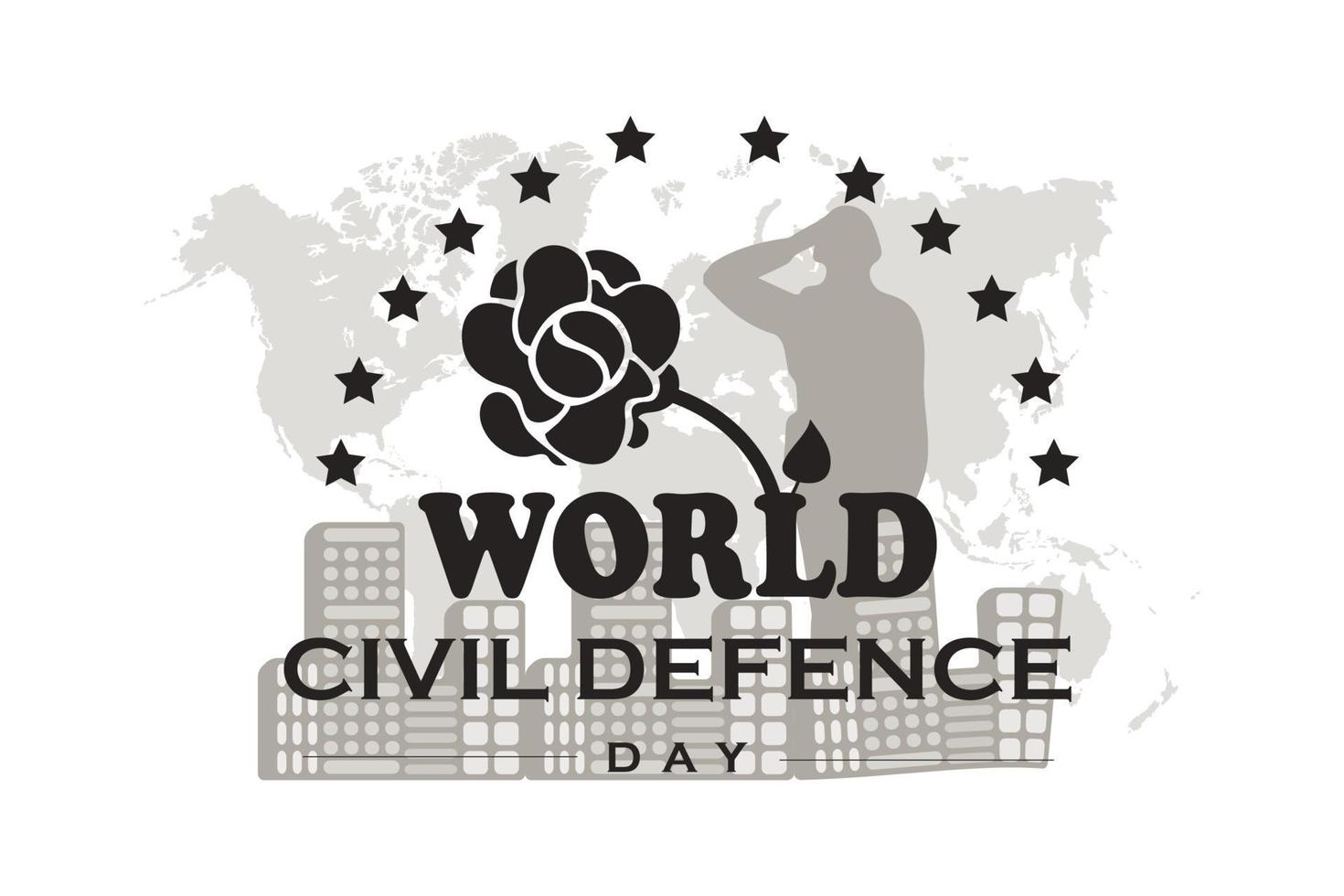 día mundial de la defensa civil. ejército, mapa del mundo. diseños vectoriales. adecuado para pancartas, sitios web, carteles, plantillas, aplicaciones, fondos y otros vector