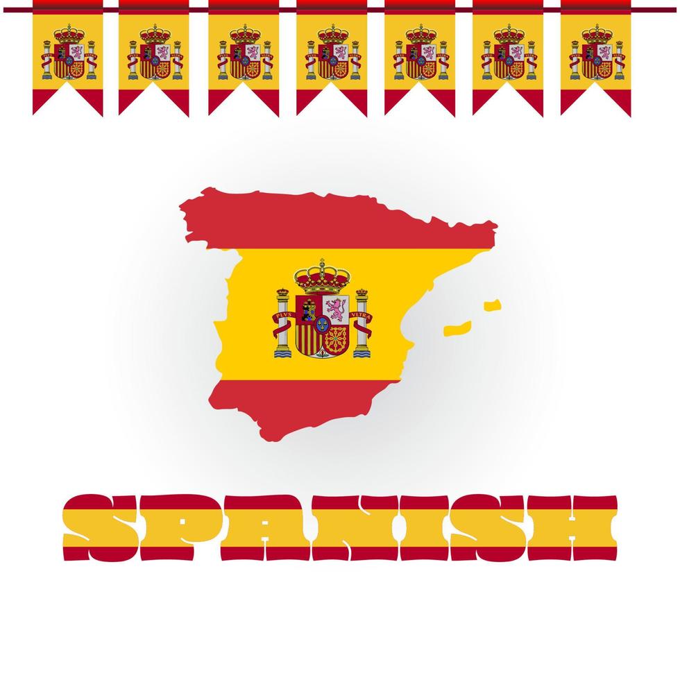 Spain map, Spain flag, vector illustration