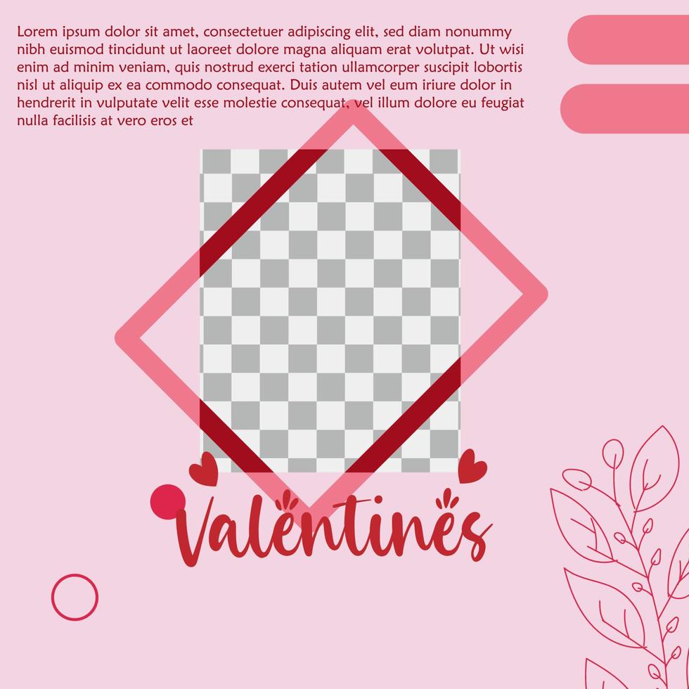 Valentine's Day holidays square templates.Social media post Vector illustration for greeting card, mobile apps, banner design and web ads