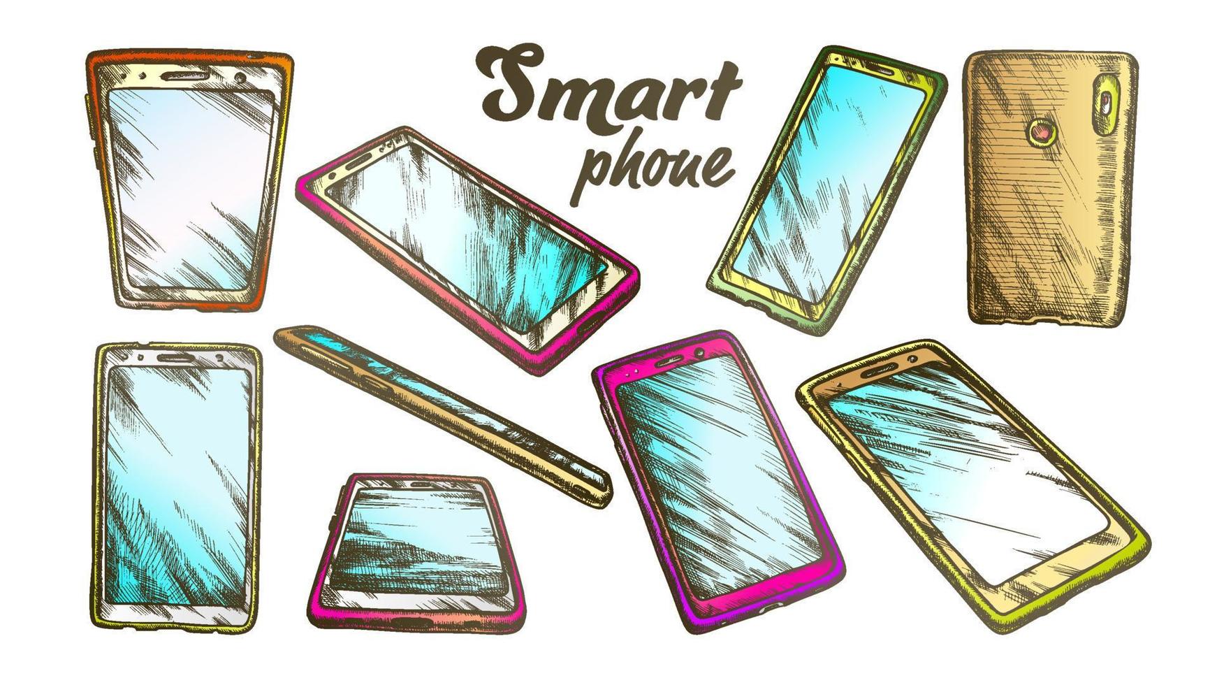 Smartphone Technology Gadget Set Color Vector