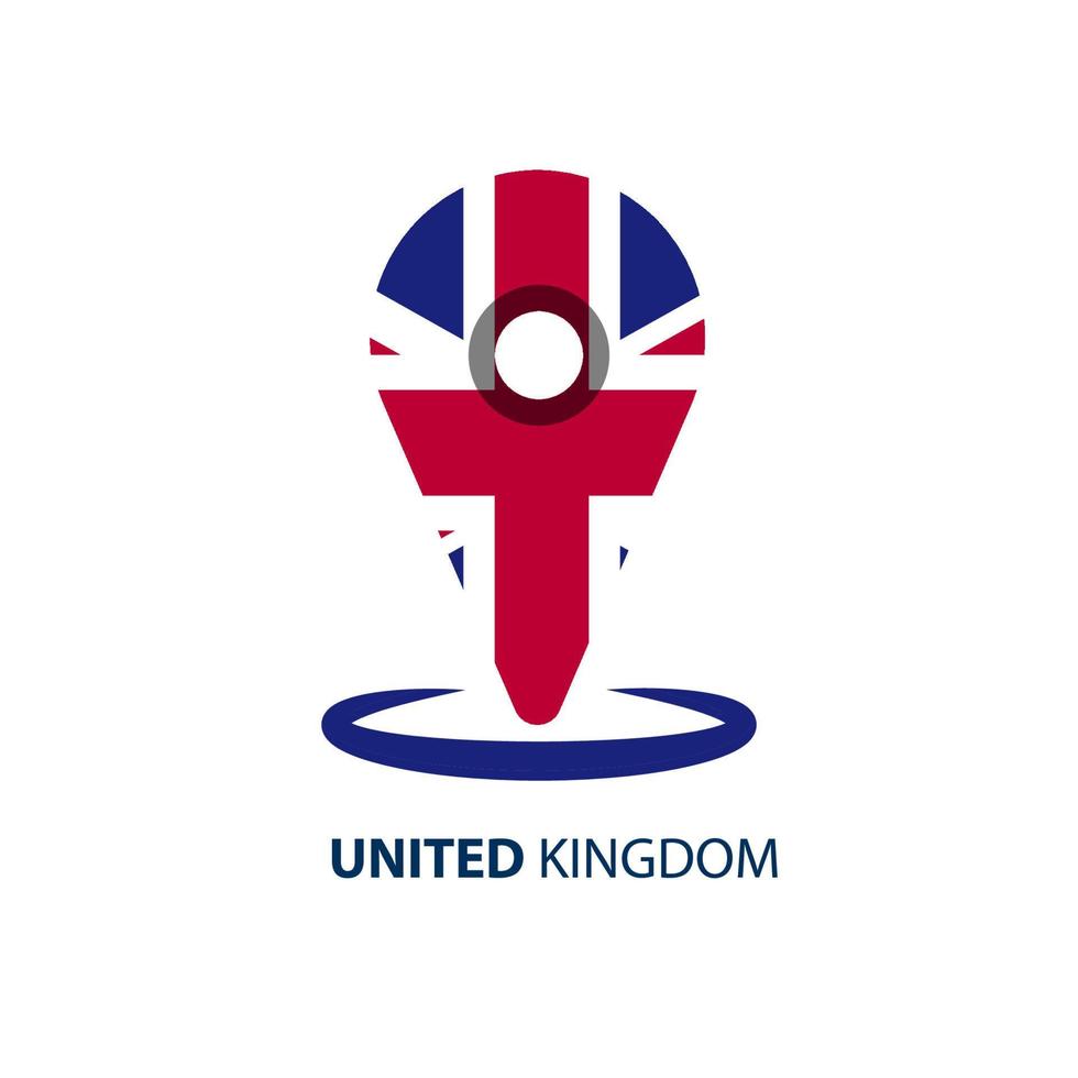 United Kingdom, England flag, map and glossy button, vector illustration