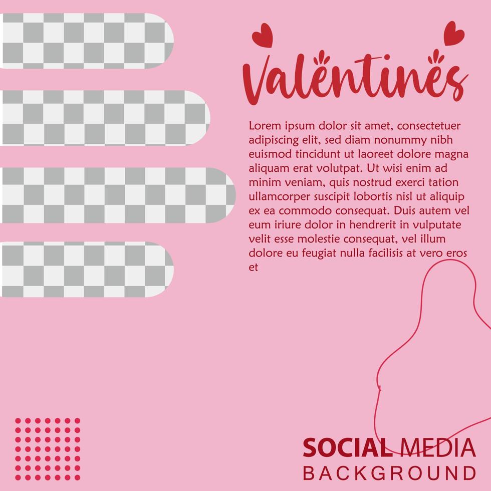 Valentine's Day holidays square templates.Social media post Vector illustration for greeting card, mobile apps, banner design and web ads