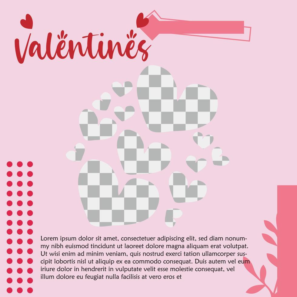 Valentine's Day holidays square templates.Social media post Vector illustration for greeting card, mobile apps, banner design and web ads