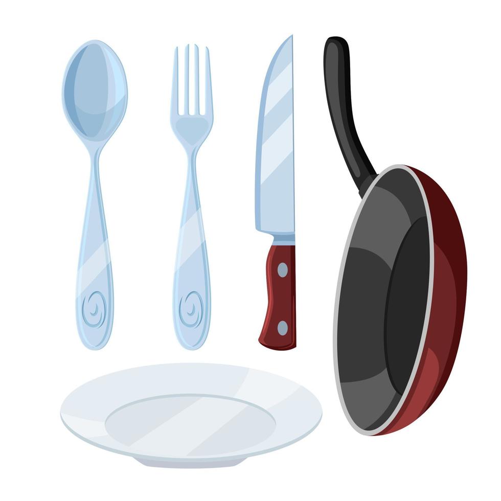 kitchenware kitchen set cartoon vector illustration