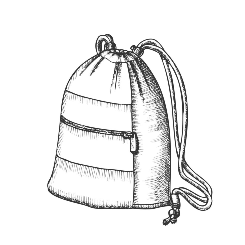bolsa de equipaje moderna con cuerdas vector monocromo