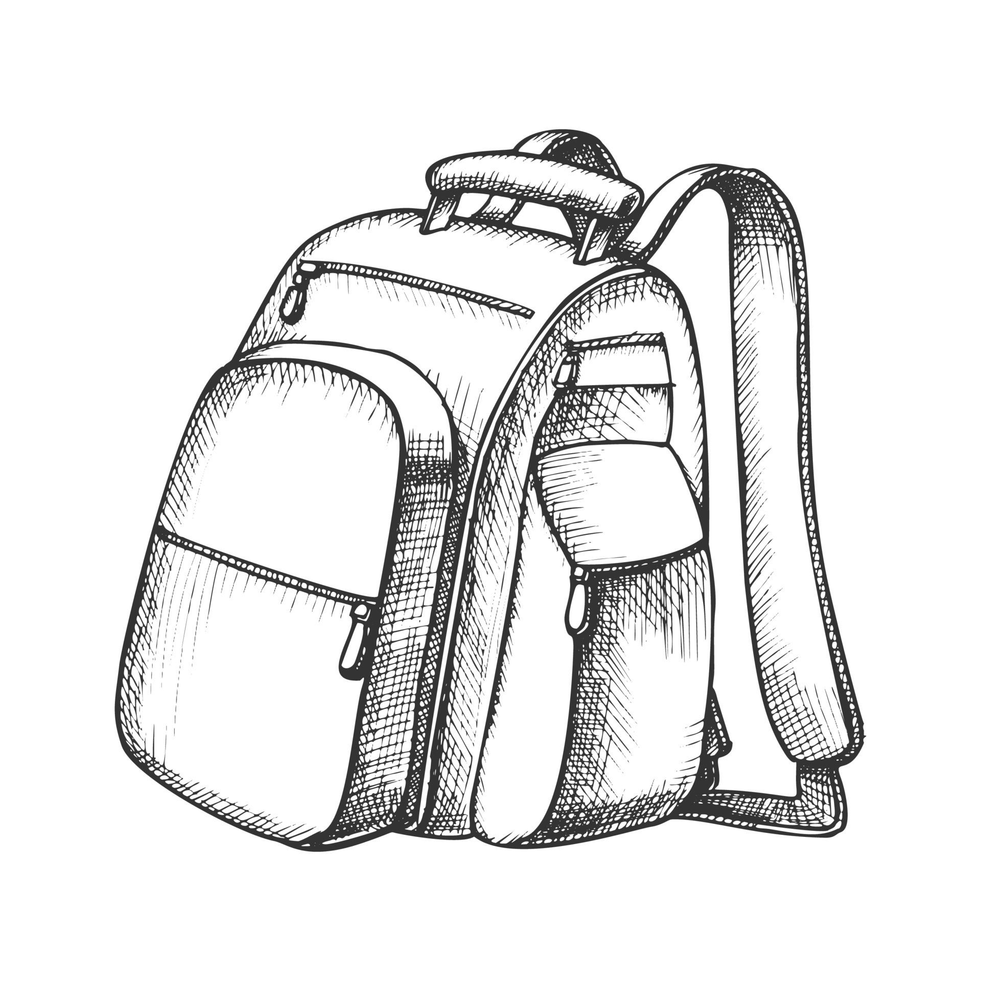 Modern Tourist Backpack Suitcase Monochrome Vector 17589993 Vector Art ...