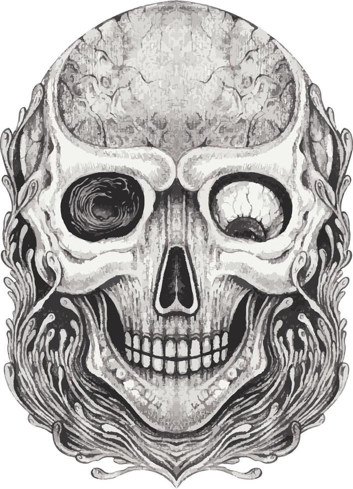 Art surreal skull. Hand drawing and make graphic vector. vector