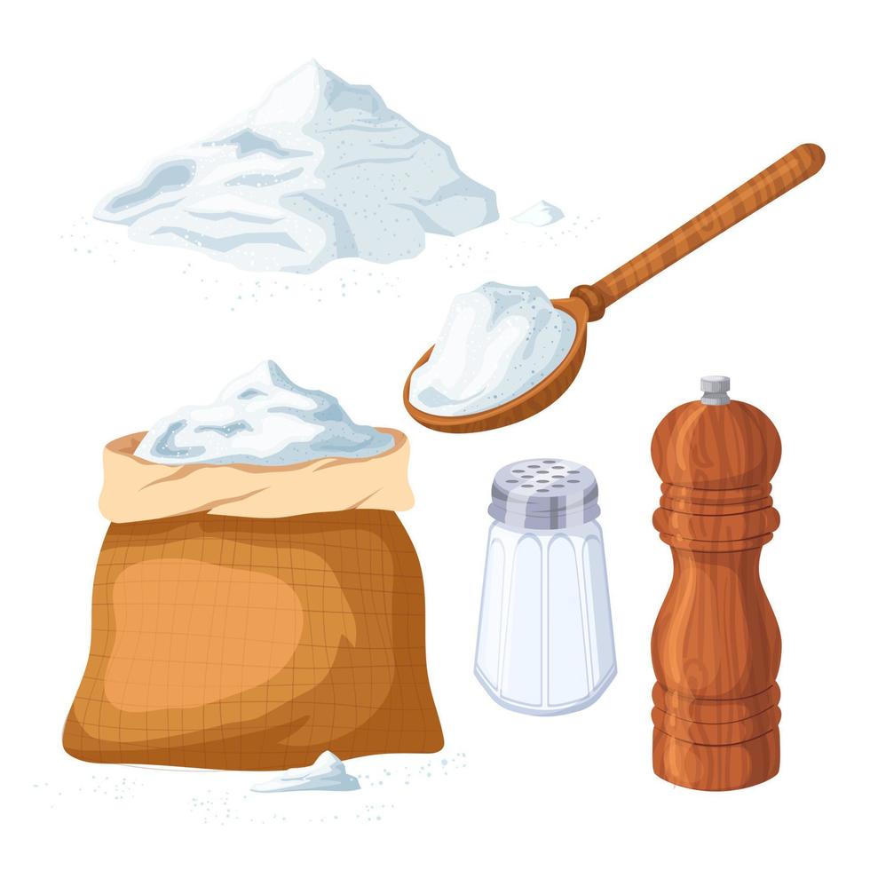 salt spoon set cartoon vector illustration