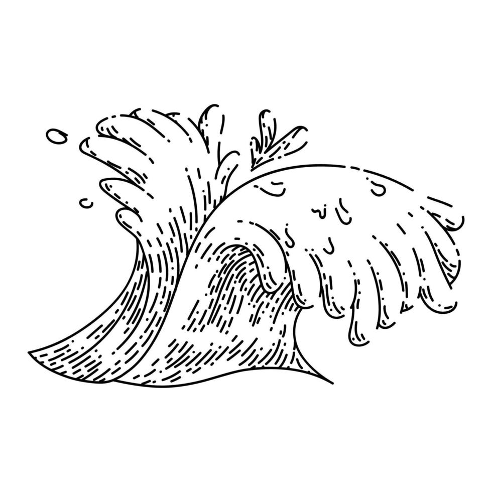 sea ocean waves sketch hand drawn vector