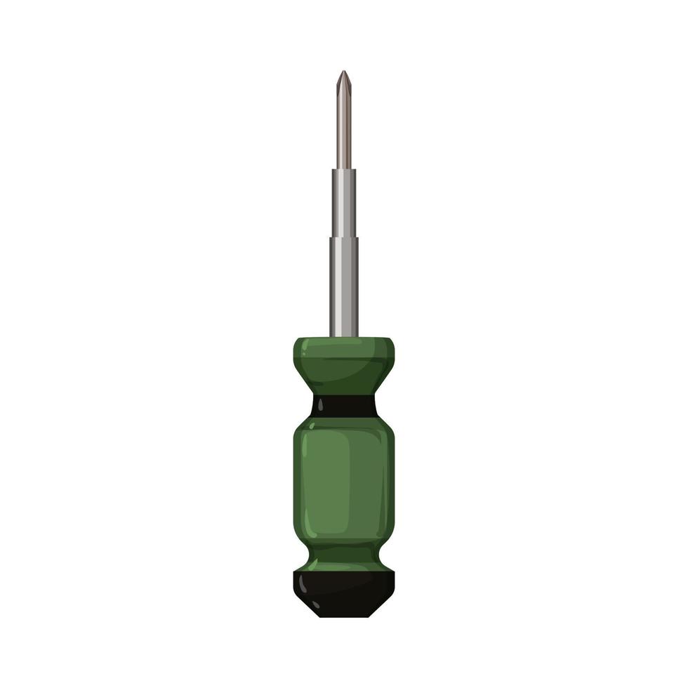 metallic screwdriver tool cartoon vector illustration