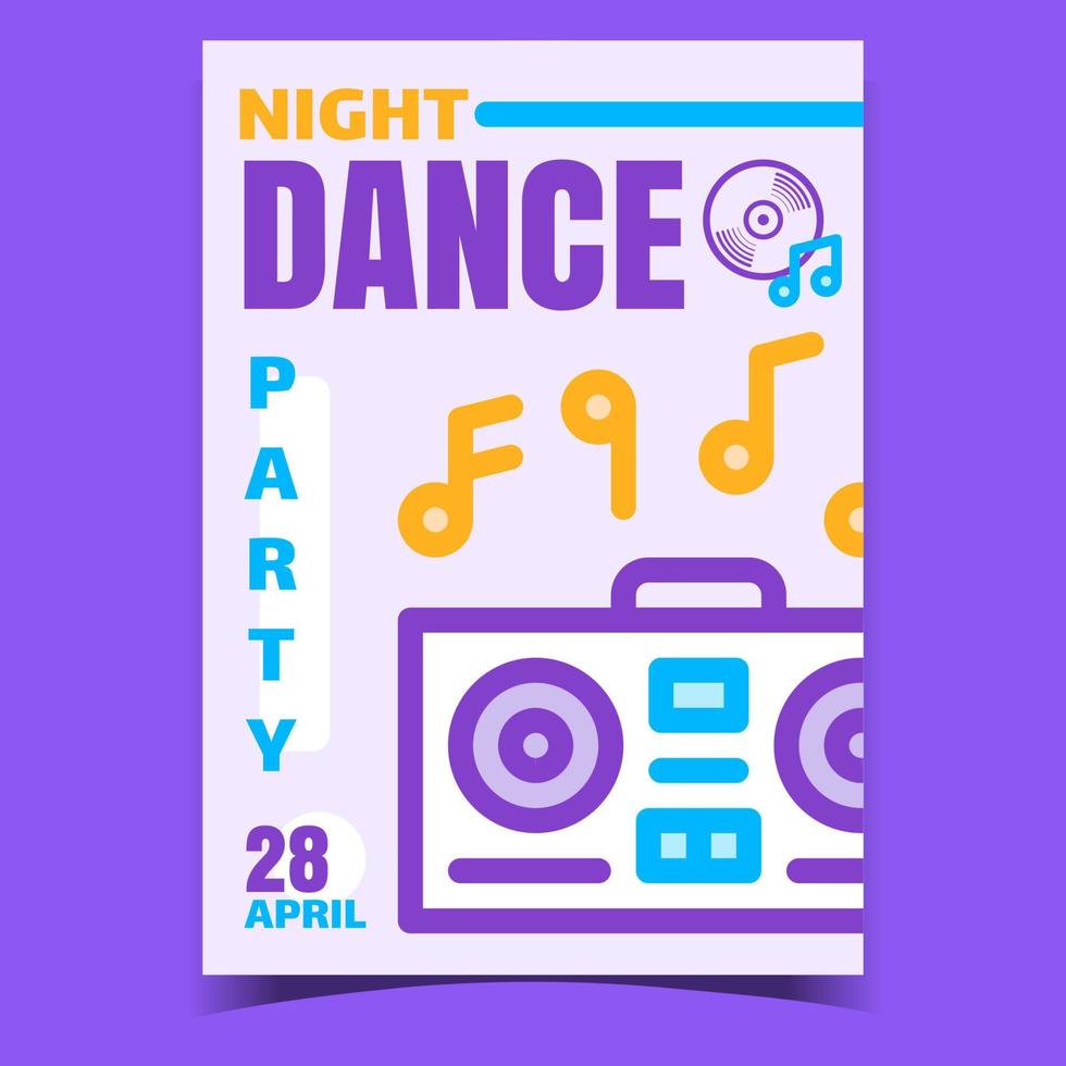 Night Dance Party Creative Promo Banner Vector